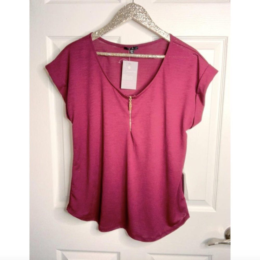 I'll Fall For You Over Again Burgundy Red Short Sleeve Top XL